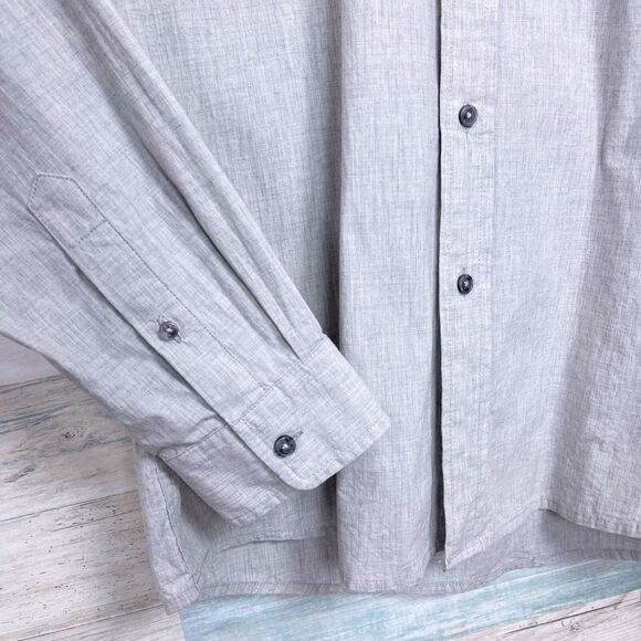 LINKSOUL Long Sleeve Button Down Shirt Gray Solid Lightweight Stretch Mens Large - Picture 3 of 7